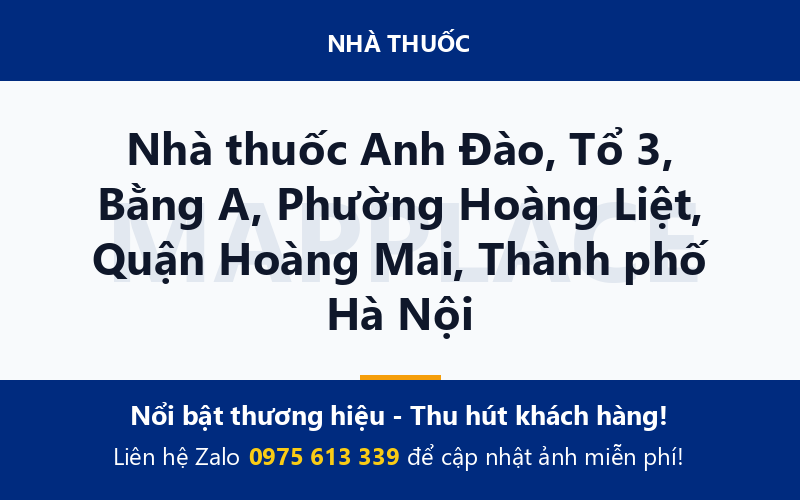 Nhà thuốc Anh Đào, Tổ 3, Bằng A, Phường Hoàng Liệt, Quận Hoàng Mai, Thành phố Hà Nội