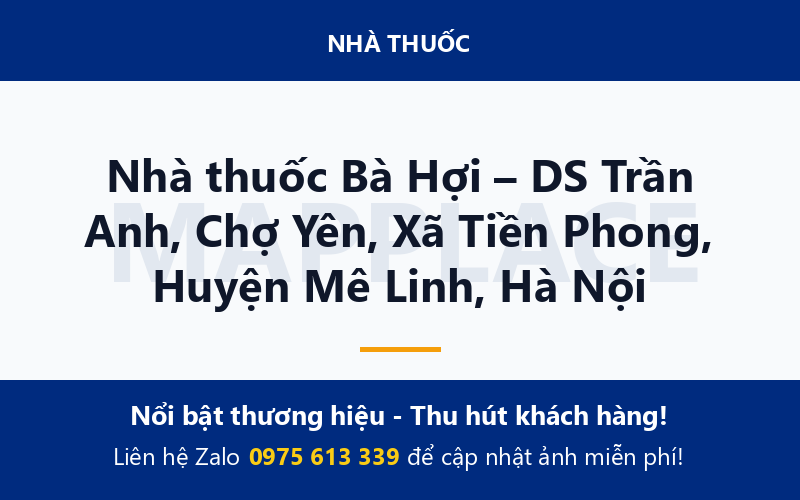 Nhà thuốc Bà Hợi – DS Trần Anh, Chợ Yên, Xã Tiền Phong, Huyện Mê Linh, Hà Nội