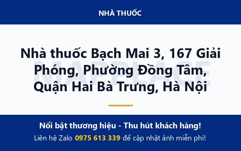 Nhà thuốc Bạch Mai 3, 167 Giải Phóng, Phường Đồng Tâm, Quận Hai Bà Trưng, Hà Nội