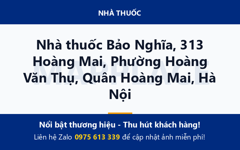 Nhà thuốc Bảo Nghĩa, 313 Hoàng Mai, Phường Hoàng Văn Thụ, Quân Hoàng Mai, Hà Nội