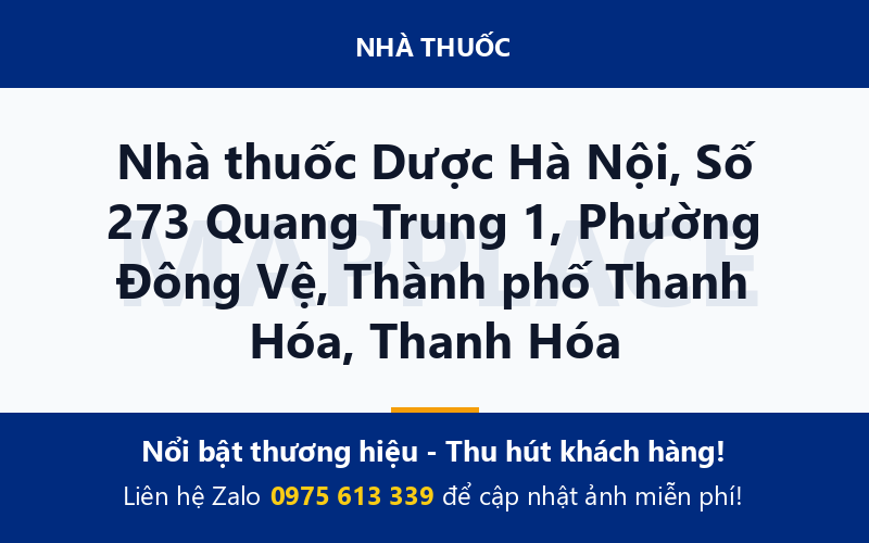Nhà thuốc Dược Hà Nội, Số 273 Quang Trung 1, Phường Đông Vệ, Thành phố Thanh Hóa, Thanh Hóa
