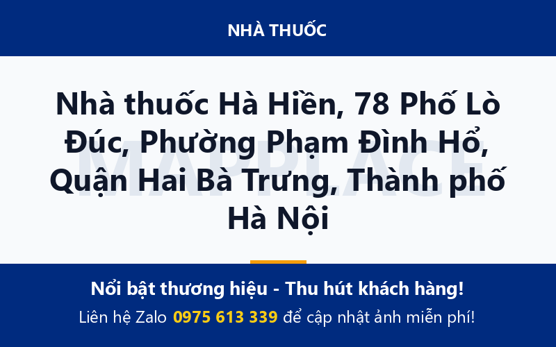 Nhà thuốc Hà Hiền, 78 Phố Lò Đúc, Phường Phạm Đình Hổ, Quận Hai Bà Trưng, Thành phố Hà Nội
