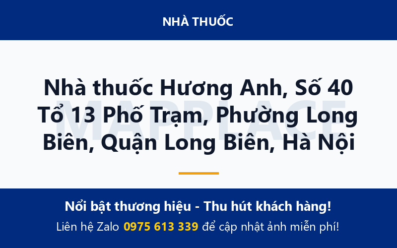 Nhà thuốc Hương Anh, Số 40 Tổ 13 Phố Trạm, Phường Long Biên, Quận Long Biên, Hà Nội