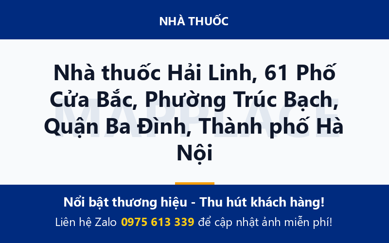 Nhà thuốc Hải Linh, 61 Phố Cửa Bắc, Phường Trúc Bạch, Quận Ba Đình, Thành phố Hà Nội