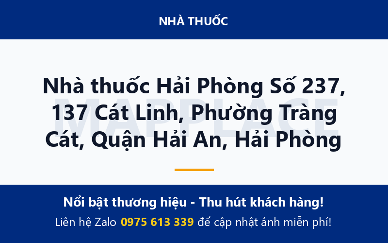 Nhà thuốc Hải Phòng Số 237, 137 Cát Linh, Phường Tràng Cát, Quận Hải An, Hải Phòng