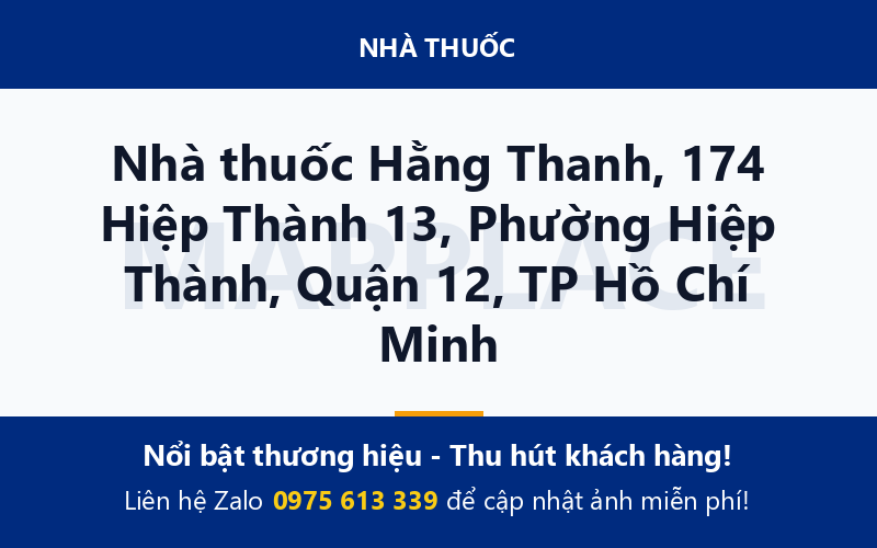 Nhà thuốc Hằng Thanh, 174 Hiệp Thành 13, Phường Hiệp Thành, Quận 12, TP Hồ Chí Minh