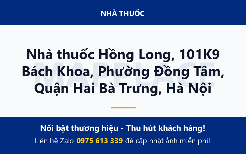 Nhà thuốc Hồng Long, 101K9 Bách Khoa, Phường Đồng Tâm, Quận Hai Bà Trưng, Hà Nội