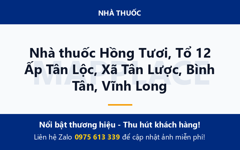 Nhà thuốc Hồng Tươi, Tổ 12 Ấp Tân Lộc, Xã Tân Lược, Bình Tân, Vĩnh Long