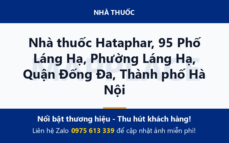 Nhà thuốc Hataphar, 95 Phố Láng Hạ, Phường Láng Hạ, Quận Đống Đa, Thành phố Hà Nội