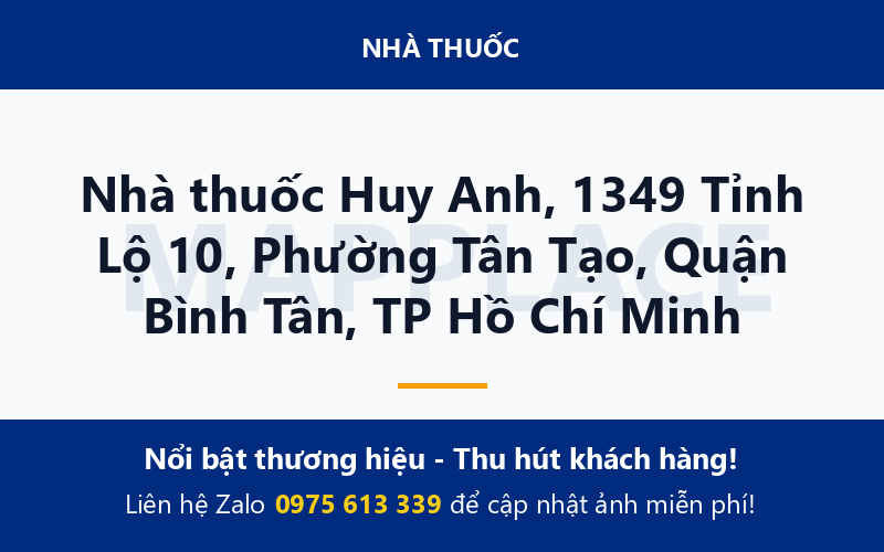 Nhà thuốc Huy Anh, 1349 Tỉnh Lộ 10, Phường Tân Tạo, Quận Bình Tân, TP Hồ Chí Minh