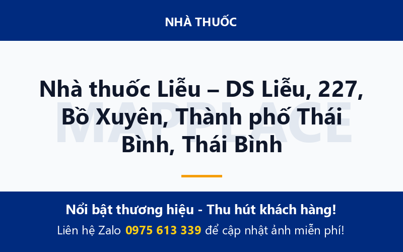 Nhà thuốc Liễu – DS Liễu, 227, Bồ Xuyên, Thành phố Thái Bình, Thái Bình