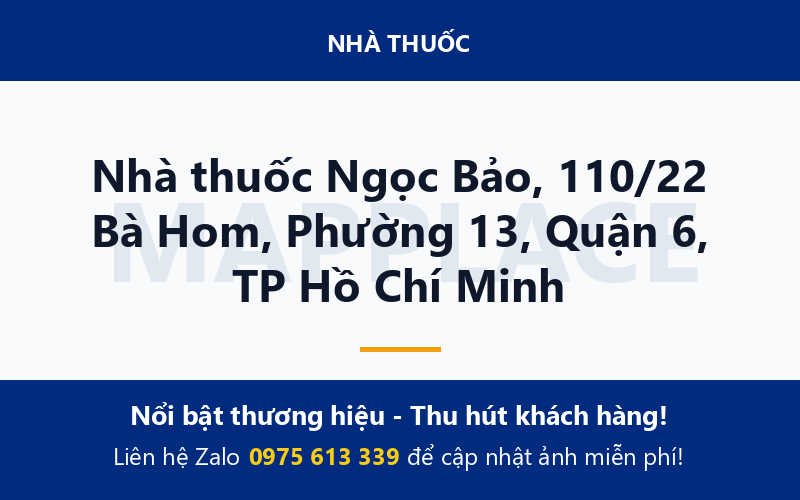 Nhà thuốc Ngọc Bảo, 110/22 Bà Hom, Phường 13, Quận 6, TP Hồ Chí Minh