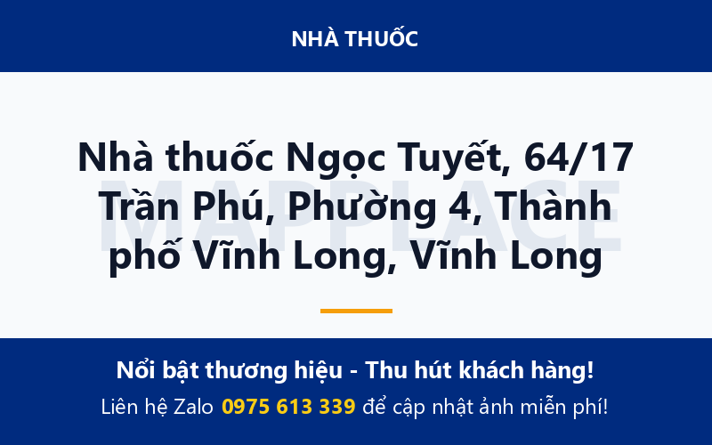 Nhà thuốc Ngọc Tuyết, 64/17 Trần Phú, Phường 4, Thành phố Vĩnh Long, Vĩnh Long