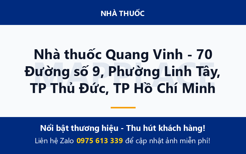 Nhà thuốc Quang Vinh - 70 Đường số 9, Phường Linh Tây, TP Thủ Đức, TP Hồ Chí Minh