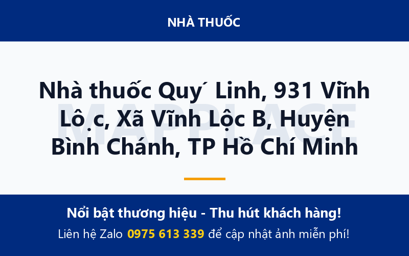 Nhà thuốc Quý Linh, 931 Vĩnh Lộc, Xã Vĩnh Lộc B, Huyện Bình Chánh, TP Hồ Chí Minh