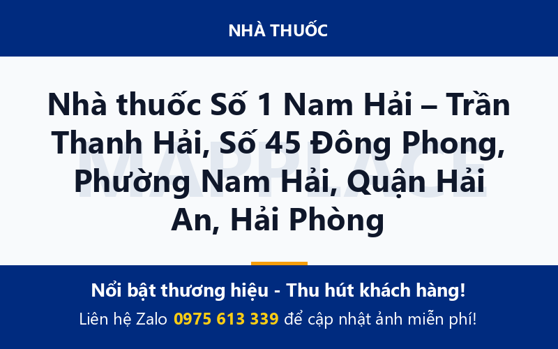 Nhà thuốc Số 1 Nam Hải – Trần Thanh Hải, Số 45 Đông Phong, Phường Nam Hải, Quận Hải An, Hải Phòng