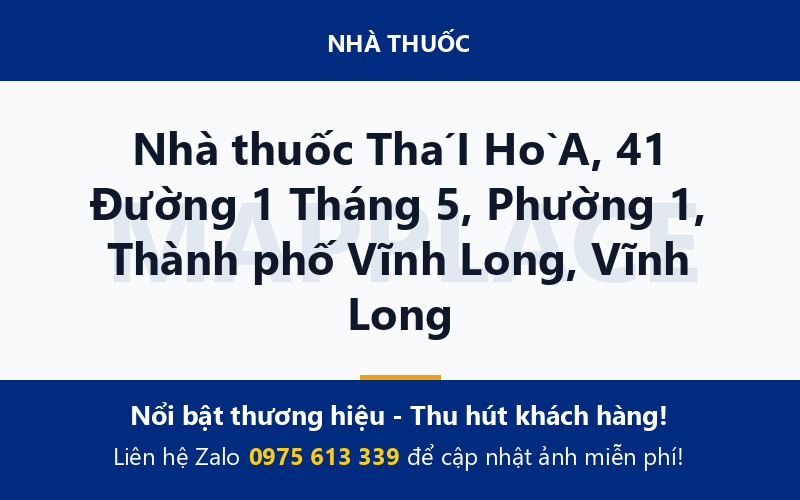 Nhà thuốc TháI HòA, 41 Đường 1 Tháng 5, Phường 1, Thành phố Vĩnh Long, Vĩnh Long