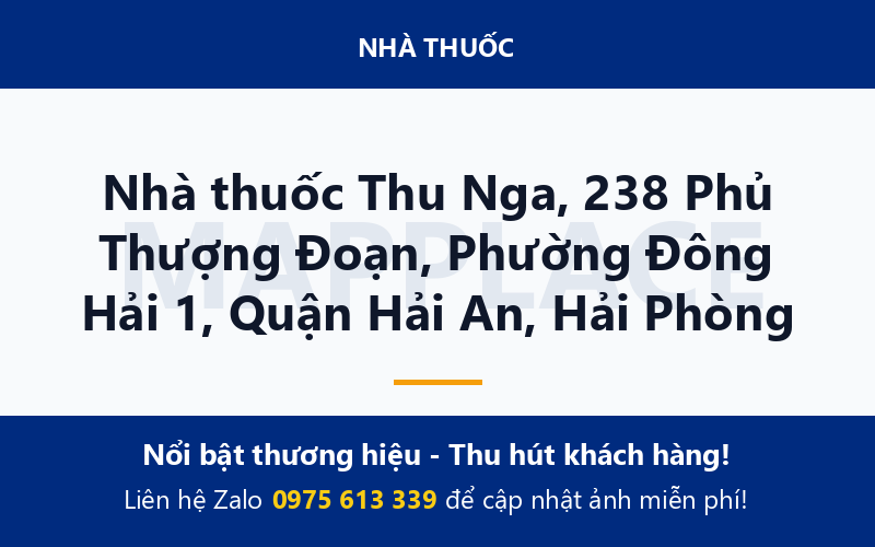 Nhà thuốc Thu Nga, 238 Phủ Thượng Đoạn, Phường Đông Hải 1, Quận Hải An, Hải Phòng