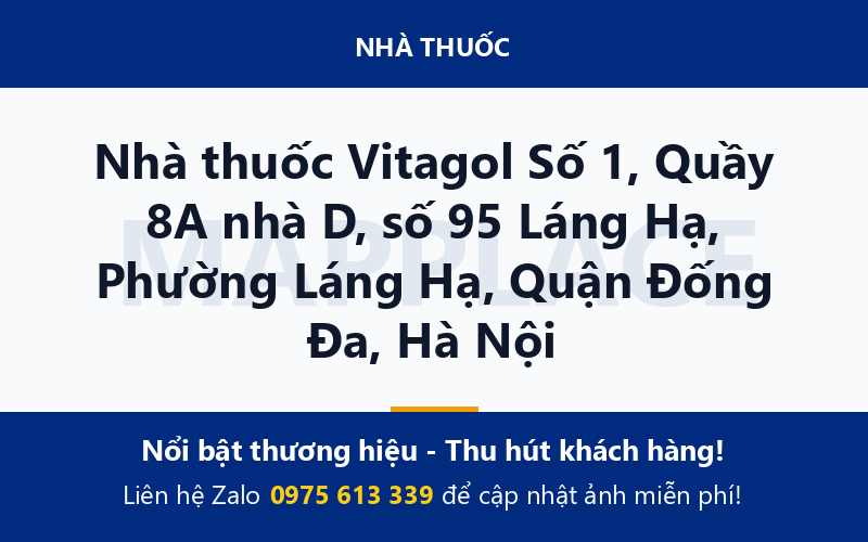 Nhà thuốc Vitagol Số 1, Quầy 8A nhà D, số 95 Láng Hạ, Phường Láng Hạ, Quận Đống Đa, Hà Nội