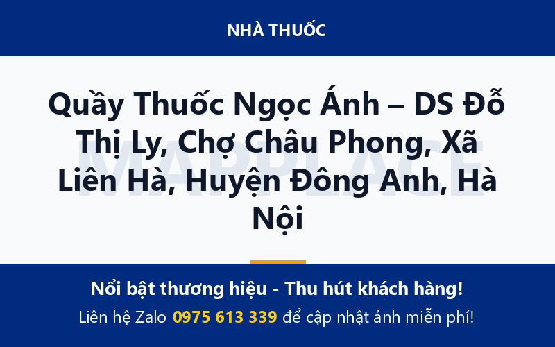 Quầy Thuốc Ngọc Ánh – DS Đỗ Thị Ly, Chợ Châu Phong, Xã Liên Hà, Huyện Đông Anh, Hà Nội