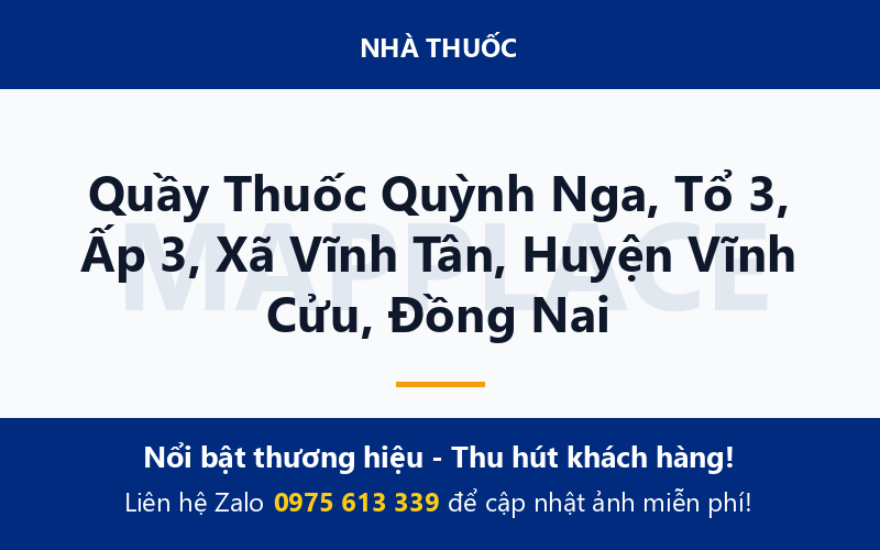 Quầy Thuốc Quỳnh Nga, Tổ 3, Ấp 3, Xã Vĩnh Tân, Huyện Vĩnh Cửu, Đồng Nai