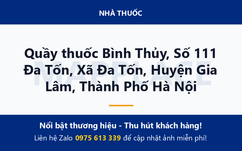 Quầy thuốc Bình Thủy, Số 111 Đa Tốn, Xã Đa Tốn, Huyện Gia Lâm, Thành Phố Hà Nội