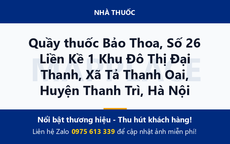 Quầy thuốc Bảo Thoa, Số 26 Liền Kề 1 Khu Đô Thị Đại Thanh, Xã Tả Thanh Oai, Huyện Thanh Trì, Hà Nội