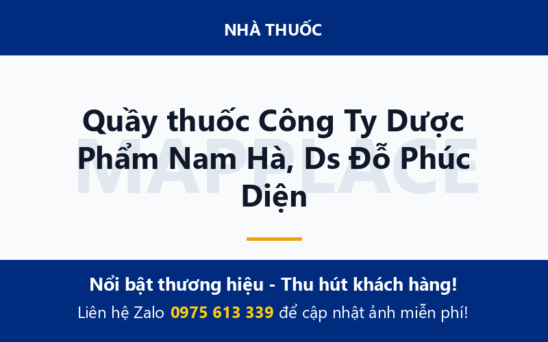 Quầy thuốc Công Ty Dược Phẩm Nam Hà, Ds Đỗ Phúc Diện