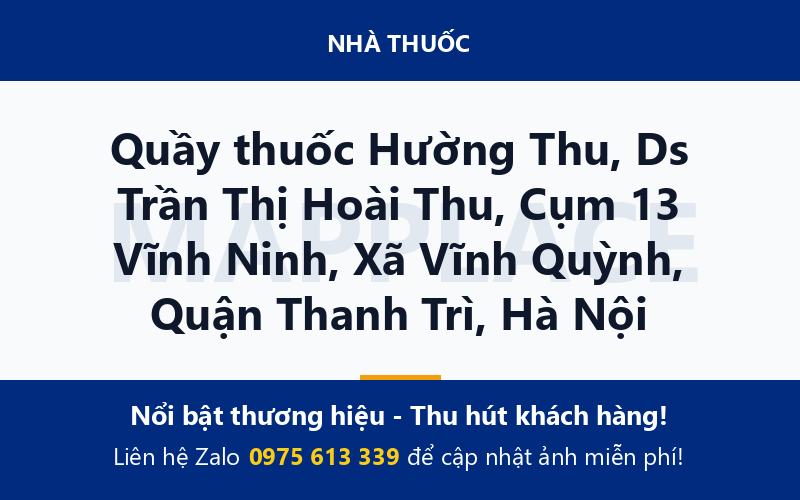Quầy thuốc Hường Thu, Ds Trần Thị Hoài Thu, Cụm 13 Vĩnh Ninh, Xã Vĩnh Quỳnh, Quận Thanh Trì, Hà Nội