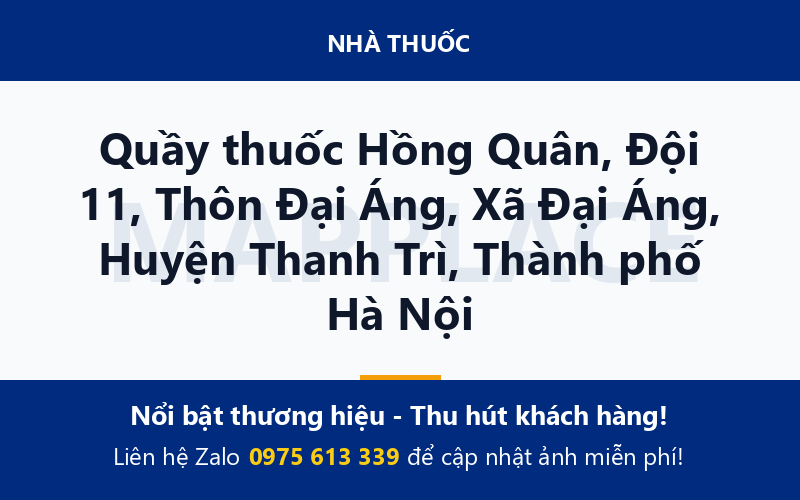 Quầy thuốc Hồng Quân, Đội 11, Thôn Đại Áng, Xã Đại Áng, Huyện Thanh Trì, Thành phố Hà Nội