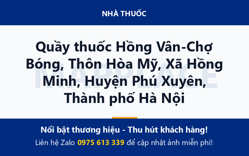 Quầy thuốc Hồng Vân-Chợ Bóng, Thôn Hòa Mỹ, Xã Hồng Minh, Huyện Phú Xuyên, Thành phố Hà Nội