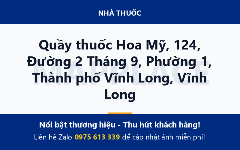 Quầy thuốc Hoa Mỹ, 124, Đường 2 Tháng 9, Phường 1, Thành phố Vĩnh Long, Vĩnh Long