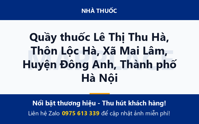 Quầy thuốc Lê Thị Thu Hà, Thôn Lộc Hà, Xã Mai Lâm, Huyện Đông Anh, Thành phố Hà Nội