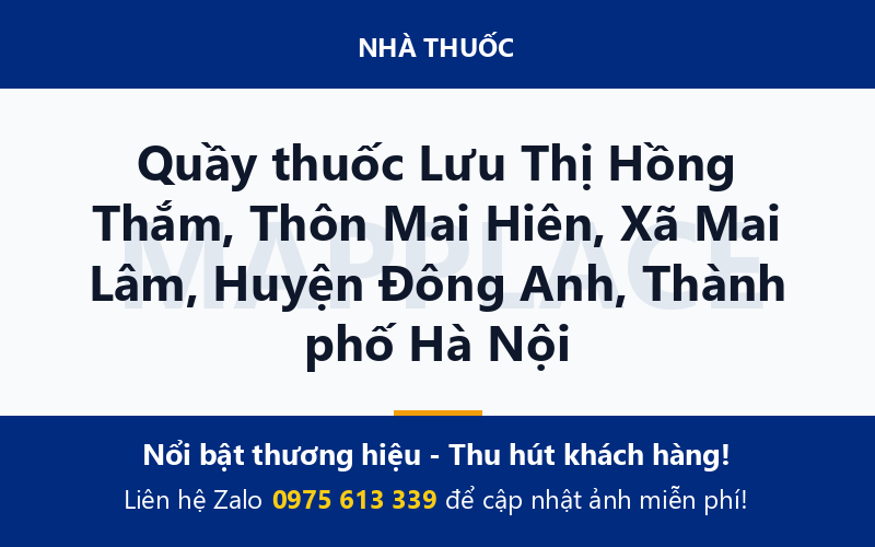 Quầy thuốc Lưu Thị Hồng Thắm, Thôn Mai Hiên, Xã Mai Lâm, Huyện Đông Anh, Thành phố Hà Nội