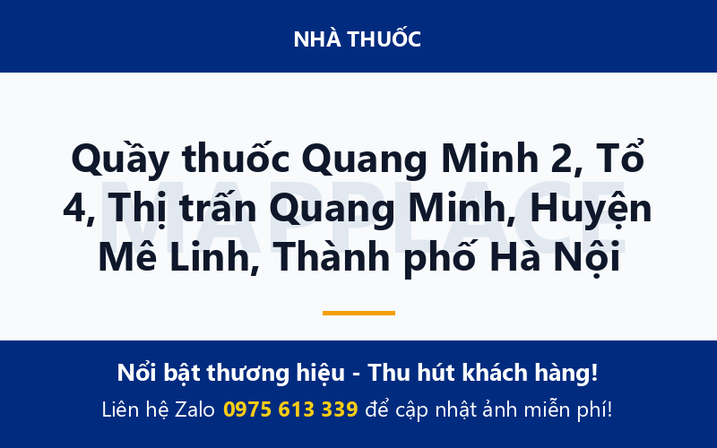 Quầy thuốc Quang Minh 2, Tổ 4, Thị trấn Quang Minh, Huyện Mê Linh, Thành phố Hà Nội