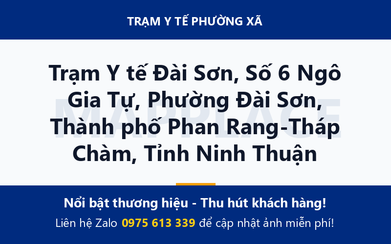 Trạm Y tế Đài Sơn, Số 6 Ngô Gia Tự, Phường Đài Sơn, Thành phố Phan Rang-Tháp Chàm, Tỉnh Ninh Thuận