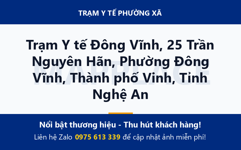 Trạm Y tế Đông Vĩnh, 25 Trần Nguyên Hãn, Phường Đông Vĩnh, Thành phố Vinh, Tỉnh Nghệ An