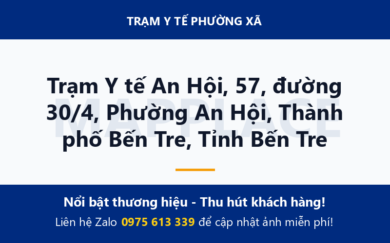 Trạm Y tế An Hội, 57, đường 30/4, Phường An Hội, Thành phố Bến Tre, Tỉnh Bến Tre