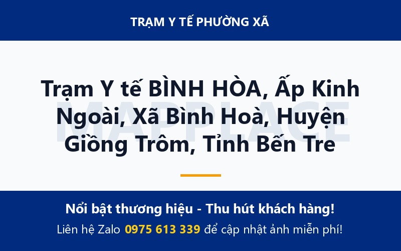 Trạm Y tế BÌNH HÒA, Ấp Kinh Ngoài, Xã Bình Hoà, Huyện Giồng Trôm, Tỉnh Bến Tre