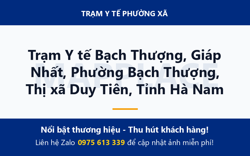 Trạm Y tế Bạch Thượng, Giáp Nhất, Phường Bạch Thượng, Thị xã Duy Tiên, Tỉnh Hà Nam