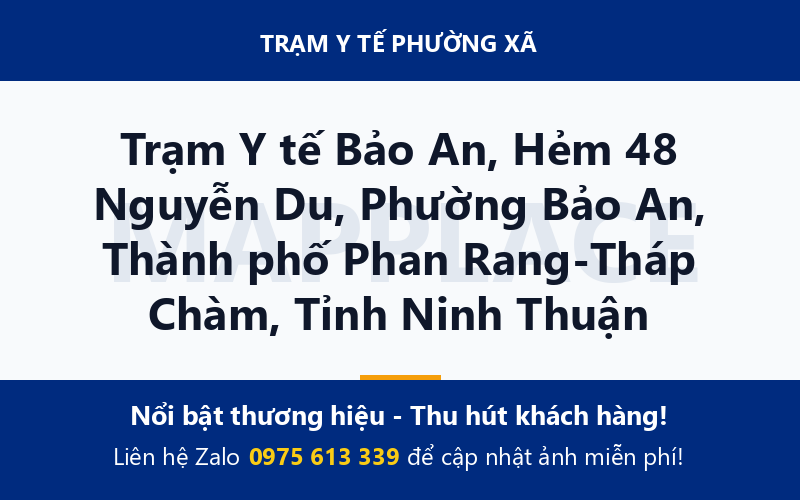 Trạm Y tế Bảo An, Hẻm 48 Nguyễn Du, Phường Bảo An, Thành phố Phan Rang-Tháp Chàm, Tỉnh Ninh Thuận
