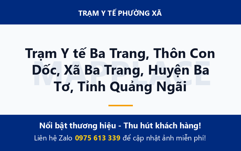 Trạm Y tế Ba Trang, Thôn Con Dốc, Xã Ba Trang, Huyện Ba Tơ, Tỉnh Quảng Ngãi
