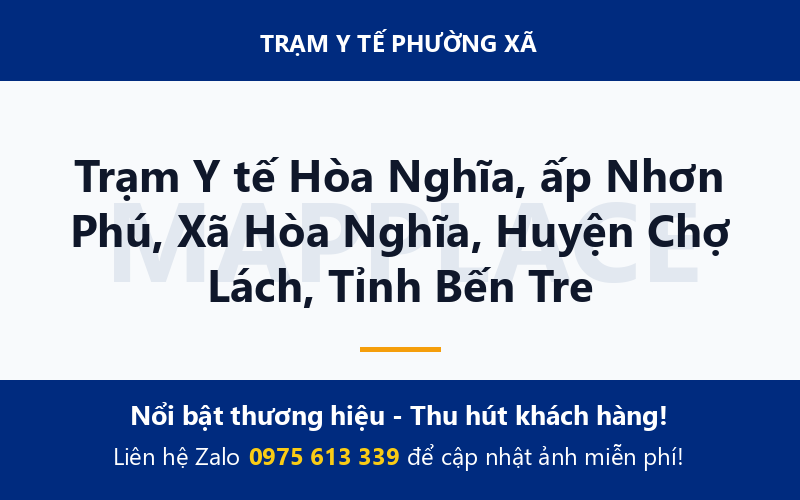 Trạm Y tế Hòa Nghĩa, ấp Nhơn Phú, Xã Hòa Nghĩa, Huyện Chợ Lách, Tỉnh Bến Tre