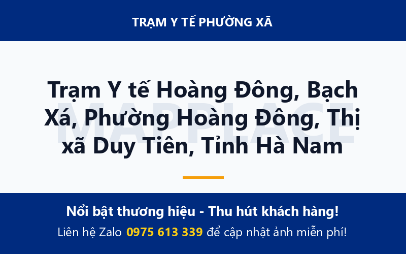 Trạm Y tế Hoàng Đông, Bạch Xá, Phường Hoàng Đông, Thị xã Duy Tiên, Tỉnh Hà Nam