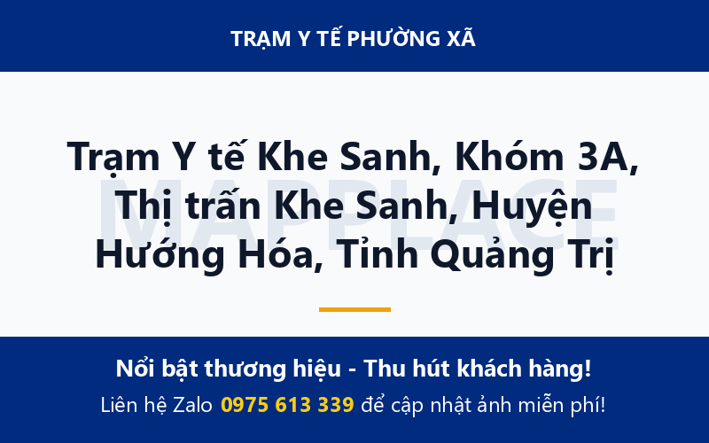 Trạm Y tế Khe Sanh, Khóm 3A, Thị trấn Khe Sanh, Huyện Hướng Hóa, Tỉnh Quảng Trị
