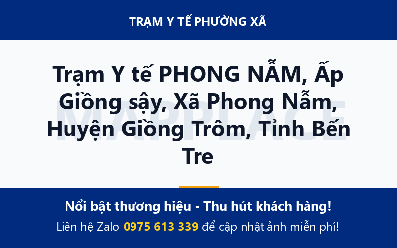 Trạm Y tế PHONG NẪM, Ấp Giồng sậy, Xã Phong Nẫm, Huyện Giồng Trôm, Tỉnh Bến Tre