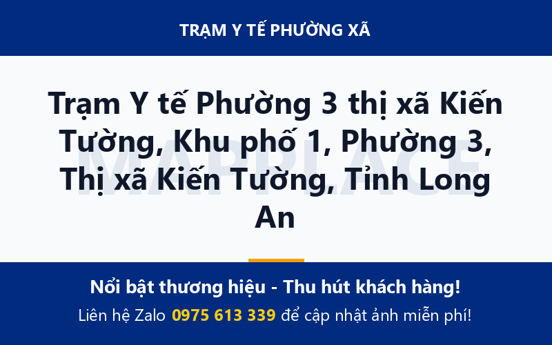 Trạm Y tế Phường 3 thị xã Kiến Tường, Khu phố 1, Phường 3, Thị xã Kiến Tường, Tỉnh Long An