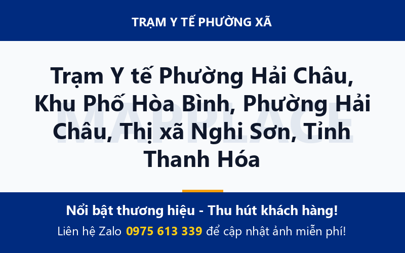 Trạm Y tế Phường Hải Châu, Khu Phố Hòa Bình, Phường Hải Châu, Thị xã Nghi Sơn, Tỉnh Thanh Hóa