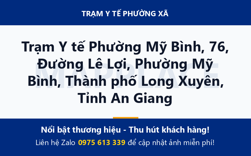 Trạm Y tế Phường Mỹ Bình, 76, Đường Lê Lợi, Phường Mỹ Bình, Thành phố Long Xuyên, Tỉnh An Giang