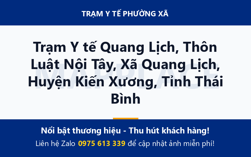 Trạm Y tế Quang Lịch, Thôn Luật Nội Tây, Xã Quang Lịch, Huyện Kiến Xương, Tỉnh Thái Bình